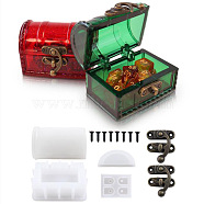 DIY Vintage Dice Jewelry Storage Box Silicone Mold Sets, Resin Casting Molds, For UV Resin, Epoxy Resin Decoration Making, with Screw & Latch Lock, White, 8~65x8~90x4~55mm(SIMO-PW0006-023)