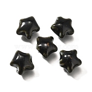 Handmade Porcelain Beads, Star, Black, 13.5x15x7.5mm, Hole: 2mm(PORC-H013-05-05)