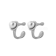 Stainless Steel Imitation Pearl C-shape Stud Earrings for Women(DY3923-1)