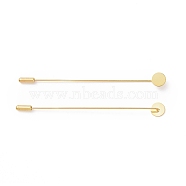 Brass Lapel Pin Base Settings, with Round Tray, Golden, 101~104mm, Pin: 1mm, Tray: 10mm(KK-I693-02E-G)