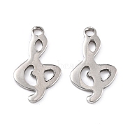 201 Stainless Steel Charms, Note, Stainless Steel Color, 14x8x0.9mm, Hole: 1.2mm(STAS-K217-28)
