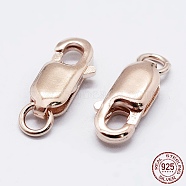 925 Sterling Silver Lobster Claw Clasps, with 925 Stamp, Rose Gold, 10.5mm, Hole: 1mm(STER-K167-075A-RG)