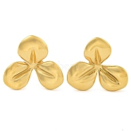 Ion Plating(IP) 304 Stainless Steel Stud Earrings for Women, Leaf, Golden, 17.5x18.5mm(EJEW-S227-35G)