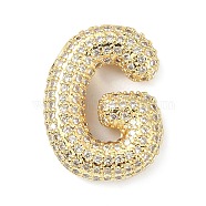 Rack Plating Brass Micro Pave Cubic Zirconia Pendants, Real 18K Gold Plated, Lead Free & Cadmium Free, Letter, Letter G, 23x17.5x6mm, Hole: 4x2.5mm(KK-Q790-01G-G)