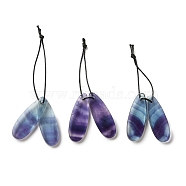 2Pcs Natural Fluorite Pendants, Gems Charms, Teardrop, 28.5x10x3mm, Hole: 1mm(G-Z064-01A)