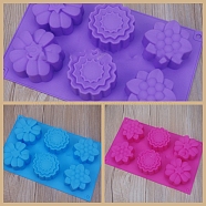 Flower Food Grade Silicone Molds, Fondant Molds, Resin Casting Molds, for DIY Cake, Chocolate, Candy Making, Random Color, 272x167x31mm(SOAP-PW0001-075)
