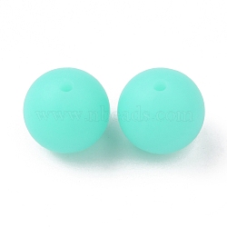 Luminous Round Food Grade Silicone Beads, Chewing Beads For Teethers, DIY Nursing Necklaces Making, Turquoise, 15x14.5mm, Hole: 2mm(SIL-TAC0007-04H)