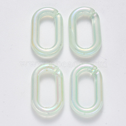 Transparent Acrylic Linking Rings, Quick Link Connectors, For Jewelry Chains Making, AB Color Plated, Imitation Gemstone Style, Oval, Aquamarine, 37.5x23x6mm, Inner Diameter: 25.5x11mm(TACR-T016-05E)