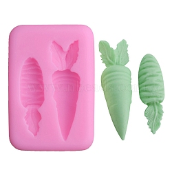 Food Grade Silicone Molds, Fondant Molds, For DIY Cake Decoration, Chocolate, Candy, UV Resin & Epoxy Resin Jewelry Making, Carrot, Pink, 63x43x11mm, Inner Diameter: 40~50x5~9mm(DIY-E021-46)