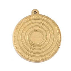 Ion Plating(IP) 304 Stainless Steel Pendants, Flat Round Charm, Real 18K Gold Plated, 16.5x15x1.5mm, Hole: 0.8mm(STAS-U019-36G)