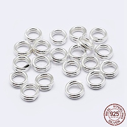 925 Sterling Silver Split Jump Rings, Double Loop Jump Rings, Round Rings, Silver, 6x2mm, Inner Diameter: 4.5mm(STER-F036-01S-0.6x6mm)