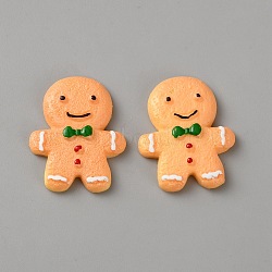 Opaque Resin Cabochons, Imitation Cookie, Gingerbread Man, Sandy Brown, 30.5~31x25x5mm(RESI-WH0026-140C)