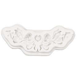 Cupid Angel Silicone Statue Molds, For DIY Cake Decoration, UV Resin & Epoxy Resin Craft Making, White, 65x155x12mm(SIL-NH0002-05)