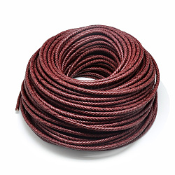 Leather Braided Cord, Dark Red, 6mm, about 54.68 yards(50m)/bundle(WL-Q005-6mm-83)