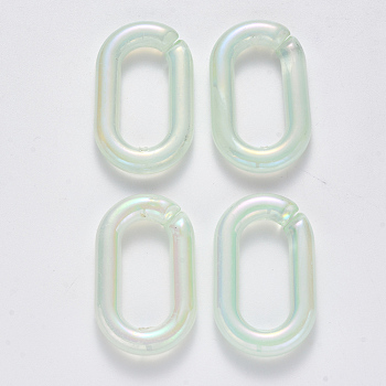 Transparent Acrylic Linking Rings, Quick Link Connectors, For Jewelry Chains Making, AB Color Plated, Imitation Gemstone Style, Oval, Aquamarine, 37.5x23x6mm, Inner Diameter: 25.5x11mm