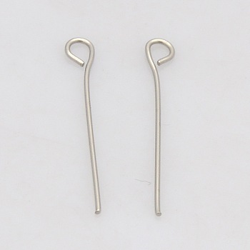 201 Stainless Steel Eye Pin, Stainless Steel Color, 50mm, Hole: 2mm, Pin: 0.6mm