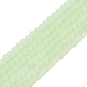 Transparent Glass Beads Strands, Faceted, Frosted, Rondelle, Lime, 2.3~2.7x2mm, Hole: 0.4mm, about 150~155pcs/strand, 32~33cm