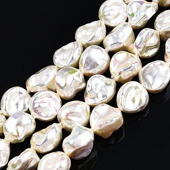 ABS Plastic Imitation Pearl Beads Strands, AB Color Plated, Carambola, Light Goldenrod Yellow, 10.5~11x9.5x6~6.5mm, Hole: 0.7mm, about 36pcs/strand, 15.16 inch~15.75 inch(38.5~40cm)