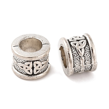 Tibetan Style Zinc Alloy Beads, Large Hole Column Beads, Lead Free & Cadmium Free, Antique Silver, 8.2x10.7mm, Hole: 6.3mm, about 192pcs/500g