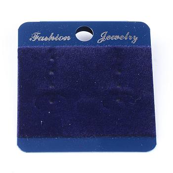 Plastic Display Card, with Velours, Used For Earring and Earring Pendant, Midnight Blue, 50x45x1mm