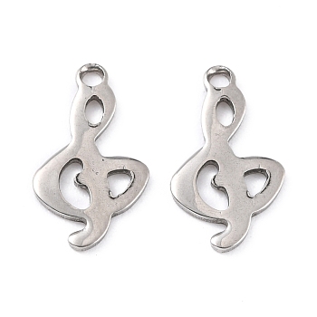201 Stainless Steel Charms, Note, Stainless Steel Color, 14x8x0.9mm, Hole: 1.2mm