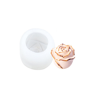 Rose Flower Shape DIY Candle Silicone Molds, for Scented Candle Making, White, 3.2x2.7cm