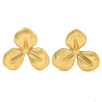 Ion Plating(IP) 304 Stainless Steel Stud Earrings for Women, Leaf, Golden, 17.5x18.5mm