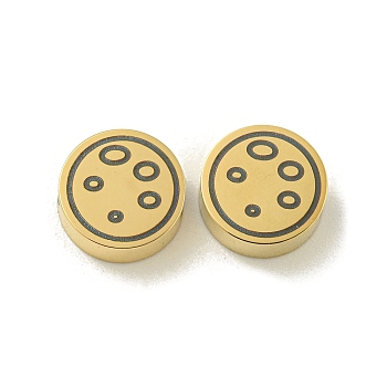 Halloween 304 Stainless Steel Beads, Real 18K Gold Plated, Flat Round, Round, 8x3mm, Hole: 2mm