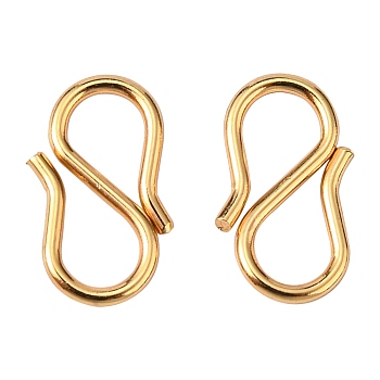 304 Stainless Steel S Hook Clasps, Golden, 12.5x6.5x1mm, Hole: 3~3.5mm
