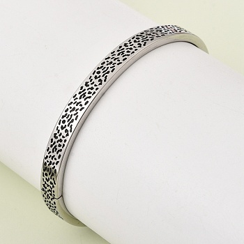 304 Stainless Steel Hinged Bangles, Wide Bangles for Women, Stainless Steel Color, Inner Diameter: 1.97 inch(5cm)x2.30 inch(5.85cm)
