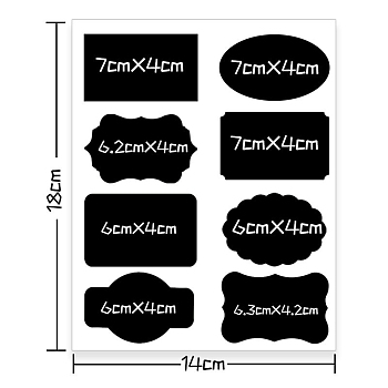 Adhesive Waterproof PVC Sticker Labels, Kitchen Pantry Home Tumblers Jar Bottles And Office Label Sticker, Black, Mixed Patterns, 180x140mm, 8pcs/sheet