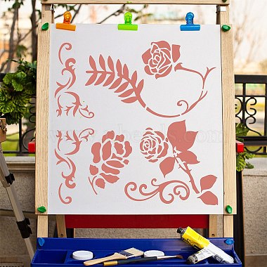 gorgecraft 4pcs 4 modèles de pochoirs de peinture de dessin en plastique de style(DIY-GF0005-23A)-5