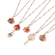 5Pcs 5 Style Moon and Star Planet Natural Red Agate Pendant Necklaces Set(NJEW-JN03937)-1