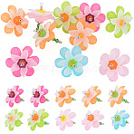 Acrylic Pendants, Flower Charms, with Glass and Tibetan Style Alloy, Mixed Color, 34x33x30mm, Hole: 2mm(PALLOY-TADJ00012)