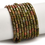 Natural Unakite Beads Strands, Column, 6x4mm, Hole: 1mm, about 68pcs/strand, 15.16''(38.5cm)(G-P600-B06-01A)