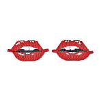 Handmade Seed Beads Links Connectors, with Elastic Thread, Loom Pattern, Lip, Red, 38~39.5x74~75x1.5~3mm, Hole: 4.5~5mm(SEED-I012-58B)