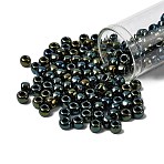 TOHO 3/0 Round Beads, Japanese Seed Beads, (84) Metallic Iris Green/Brown, 5mm, Hole: 1.5mm, about 60pcs/10g(X-SEED-TR03-0084)