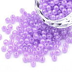 6/0 Imitation Jade Glass Seed Beads, Luster, Dyed, Round, Orchid, 4x3mm, Hole: 1.2mm(X1-SEED-N004-006-03)