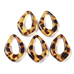 Resin Cabochons, with Leopard Print Pattern, Teardrop, 35.5x24.5x7mm(RESI-D300-05C)