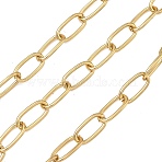 304 Stainless Steel Cable Chains, Ion Plating(IP), Unwelded, with Spool, Real 18K Gold Plated, 12.5x6x1.2mm(CHS-F025-04G)