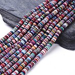 Flat Round Handmade Polymer Clay Beads, Disc Heishi Beads for Hawaiian Earring Bracelet Necklace Jewelry Making, Mixed Color, 8x0.5~1mm, Hole: 2mm, about 380~400pcs/strand, 17.7 inch(CLAY-R067-8.0mm-M2)
