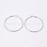 304 Stainless Steel Hoop Earrings, Ring, Stainless Steel Color, 55x2mm, Pin: 1x0.6mm, Inner Diameter: 51mm(EJEW-WH0002-03C-P)