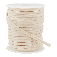 25M Flat Cotton Hollow Cord, Shoeslace Making, Clothes Accessories, with Plastic Spool, PapayaWhip, 6~7.5x1mm, about 27.34 Yards(25m)/Roll(OCOR-BC0006-32A)