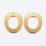 304 Stainless Steel Charms, Letter, Initial Charms, Real 18k Gold Plated, Letter.O, 11x6~12x0.8mm, Hole: 1mm(STAS-P141-O)