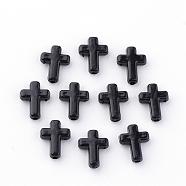 Opaque Acrylic Beads, Cross, Black, 16x12x4.5mm, about 1230pcs/500g(SACR-436-C42)