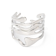 304 Stainless Steel Twist Wave Open Cuff Ring for Women, Stainless Steel Color, US Size 8 1/2(18.5mm)(RJEW-K245-30P)