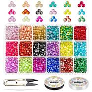DIY Baking Painted Crackle Glass Beads Stretch Bracelet Making Kits, include Sharp Steel Scissors, Elastic Crystal Thread, Stainless Steel Beading Needles, Mixed Color, Beads: 4mm, Hole: 1.1~1.3mm, 4500pcs/set(DIY-PH0004-54C)