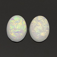 Oval Resin Imitated Opal Cabochons, White, 18x13x7mm(CRES-L008-12)