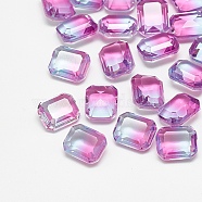 Pointed Back Glass Rhinestone Cabochons, Imitation Tourmaline, Faceted, Rectangle Octagon, Fuchsia, 8x6x3mm(RGLA-T079-6x8-003TO)
