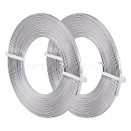 Aluminum Flat Wire, Wide Flat Jewelry Craft Wire for Jewelry Making, DIY Craft Project, Plant Modeling or Packaging, Silver, 3x1mm, about 16.4 Feet(5m)/roll(AW-BC0003-06A-01)